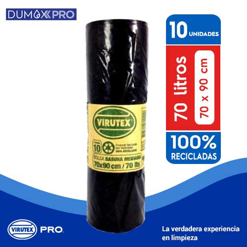 Bolsa para Basura VIRUTEX Negra 50L Planas