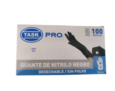 Guantes negros sin polvo de nitrilo desechable
